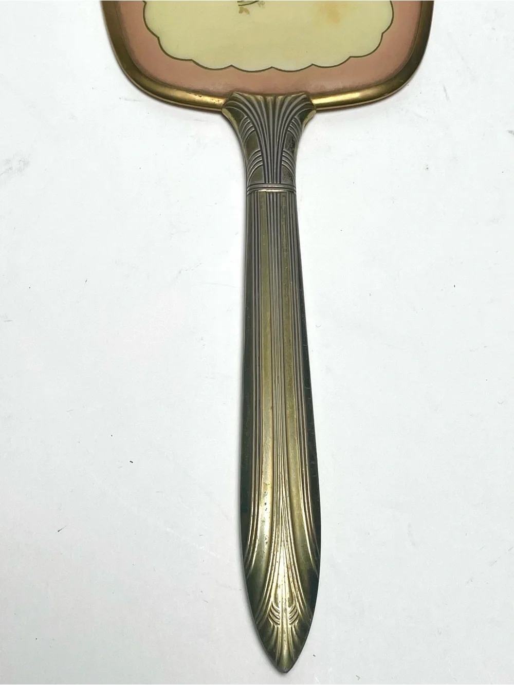 Vintage Brass Hand Mirror - Hollywood Regency Floral Vanity Decor 12.5